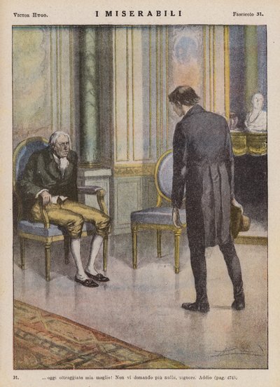 Illustration till Les Miserables av Victor Hugo (färglitografi) av Ambrogio Lombardi