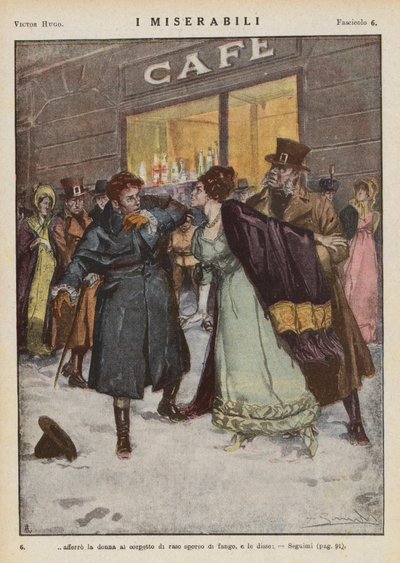 Illustration till Les Miserables av Victor Hugo (färglitografi) av Ambrogio Lombardi