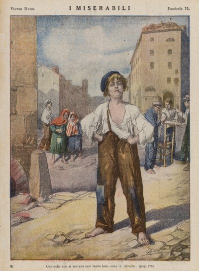 Illustration till Les Miserables av Victor Hugo (färglitografi) av Ambrogio Lombardi