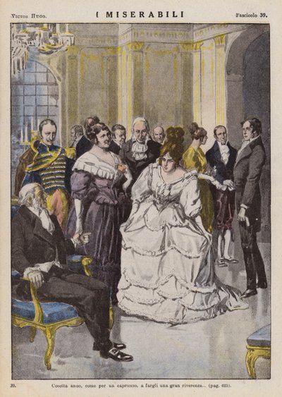 Illustration till Les Miserables av Victor Hugo (färglitografi) av Ambrogio Lombardi