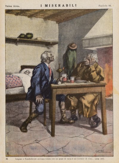 Illustration till Les Miserables av Victor Hugo (färglitografi) av Ambrogio Lombardi