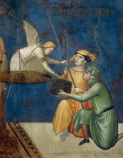 Allegory of Good Government, Commutative Justice or Commutative Punishment, detalj från Allegory and Effects of Good and Bad Government on Town and Country av Ambrogio Lorenzetti