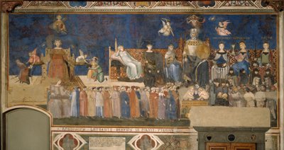 Allegory of Good Government Cykel av fresker The Allegory of the Good and Bad Government, 1338-1339 av Ambrogio Lorenzetti