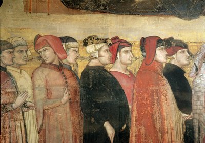 Allegory of Good Government, detalj av åtta fullmäktigeledamöter av Ambrogio Lorenzetti
