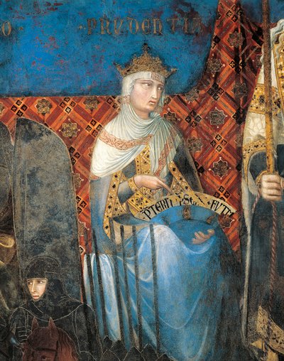 Allegori om god regering, försiktighet, detaljer från allegori och effekter av god och dålig regering i stad och land av Ambrogio Lorenzetti