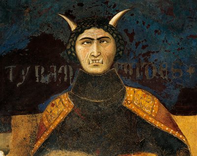Allegori om dålig regering, tyranni, detalj från Allegori och effekter av bra och dålig regering i stad och land av Ambrogio Lorenzetti
