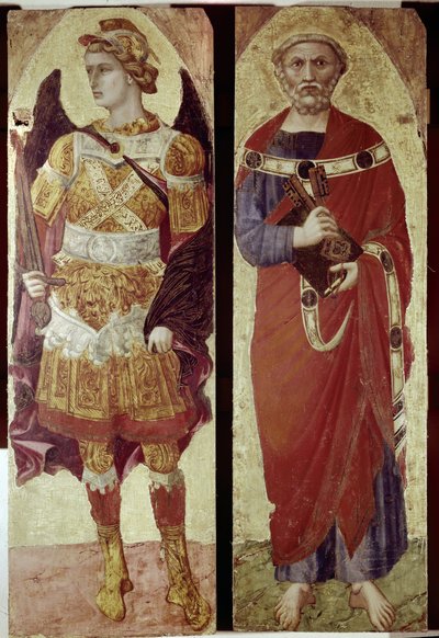 Ärkeängeln Mikael och St Peter, detalj av en polyptik (tempera på trä av Ambrogio Lorenzetti