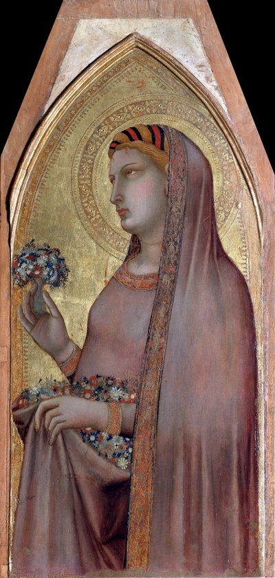 Dorothea of Caesarea eller Dorothy (från Virgin and Child Polyptych) - Detrempe på trä av Ambrogio Lorenzetti