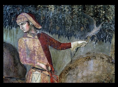 Effekter av gott styre på landsbygden, detalj av en falkonerare, 1388-40 av Ambrogio Lorenzetti