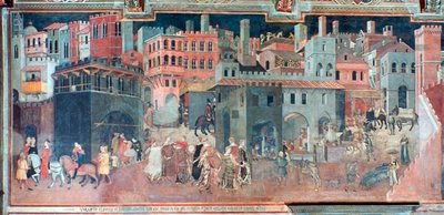 Effekter av god regering på stadslivet, detalj, c1330 av Ambrogio Lorenzetti