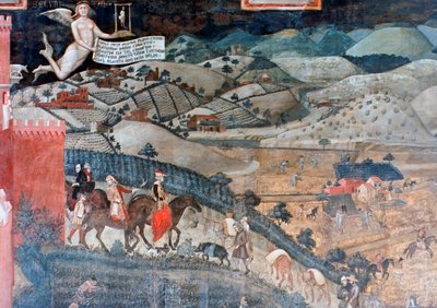 Effekterna av gott styre på landsbygden, detalj, 1338-1340 av Ambrogio Lorenzetti
