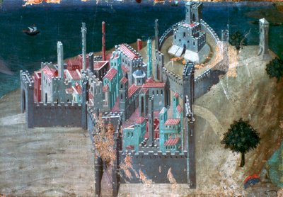 Utsikt över en kuststad, c1300-1348 av Ambrogio Lorenzetti