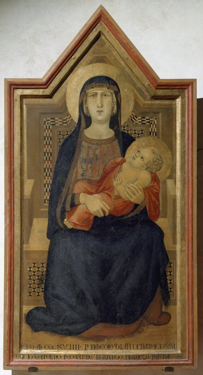 Jungfru Maria och Jesusbarnet - tempera på trä av Ambrogio Lorenzetti