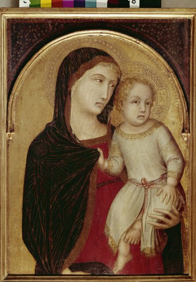 Jungfru och barn (tempera och bladguld på trä, ca 1335) av Ambrogio Lorenzetti