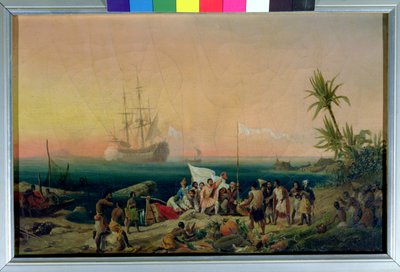 Jean de Bethencourt (ca 1360-1425), Norman Navigator, upptäcker ön Lanzarote 1402, 1848 av Ambroise Louis Garneray