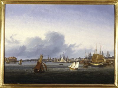The Port of Calais av Louis Garneray, sd. omkr. 1820, Olja på duk, H. 0,330; L. 0,460. CCIP Coll. av Ambroise Louis Garneray