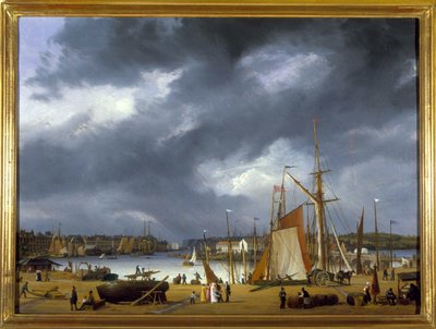 Dieppes hamn av Louis Garneray, sd. omkr. 1820, Olja på duk, H. 0,330; L. 0,460. CCIP Coll. av Ambroise Louis Garneray