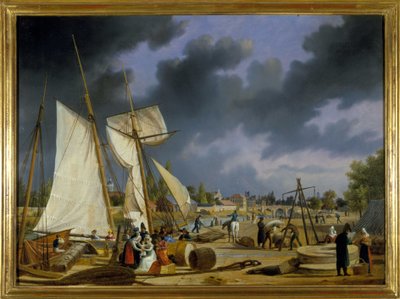 Hamnen i Caen, av Louis Garneray, sd. omkr. 1820, Olja på duk, H. 0,330; L. 0,460. CCIP Coll. av Ambroise Louis Garneray