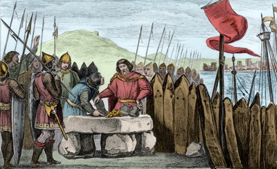 Karl III den tjocke (839-88) lönar sig för vikingainkräktarna 886 - Karl III 3 le Gros (839-888) kejsare av väst (881-887) och regent av Frankrike (884-887) slog läger under Paris murar utan att våga slåss mot normanderna, föredrar att köpa deras pension av Ambroise Tardieu