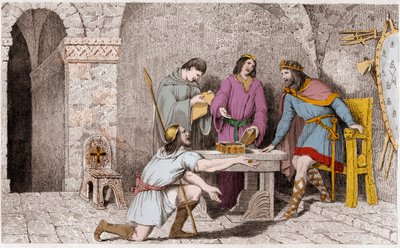 Childeric I (d481) och berättelsen om guldmyntets två halvor - Childeric I, innan han lämnade Frankrike, hade tagit hälften av en guldpjäs, varav den andra hälften hade gett till Guyeman - Ungefär sex till åtta år senare, Guyeman, ser andarna förde av Ambroise Tardieu
