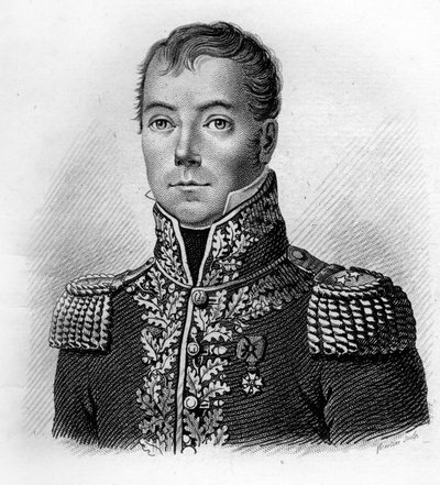 General Jean Pierre BECHE. 1770-1814.i ""Porträtt av franska generaler"". Graverad av Ambroise Tardieu 1818. Stella Collection av Ambroise Tardieu