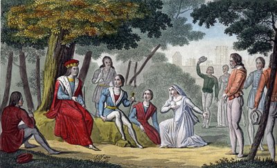 Ludvig IX, känd som "Saint-Louis" (1214-1270) som ger alla sina undersåtar rättvisa i vincennesskogen - Designad och graverad av Ambroise Tardieu 1825. av Ambroise Tardieu