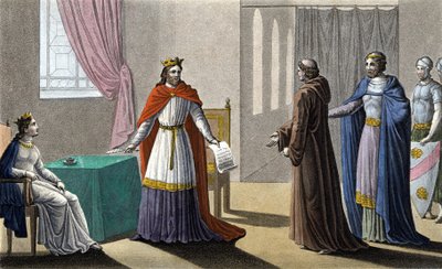 Ludvig VII inledde det andra korståget på inrådan av Saint Bernard de Clairvaux (San Bernardo di Chiaravalle) och trots motstånd från Abbé Suger, till vilken han lämnade förvaltningen av kungariket under sin frånvaro och drottning Alienor av Aquitaine. av Ambroise Tardieu