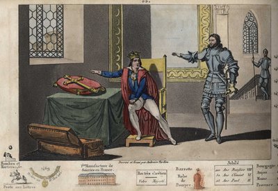 Ludvig XI (1423-1483) hålls fången i Peronne, och från sin lägenhet kan han se tornet där Karl III dog efter 6 års fångenskap. Han återvann friheten först efter att ha svurit på Karl den Stores kors att han troget skulle hålla fördraget som av Ambroise Tardieu