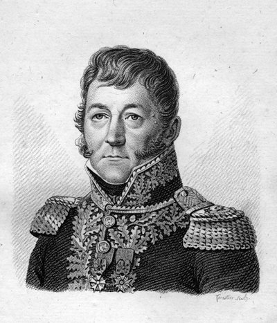 Porträtt av Claude Prost (1764-1834), baron av imperiet, brigadgeneral för artilleri - i "Porträtt av franska generaler efter fransmännens segrar och erövringar"". Grav av Ambroise Tardieu 1818. Stellasamling. av Ambroise Tardieu