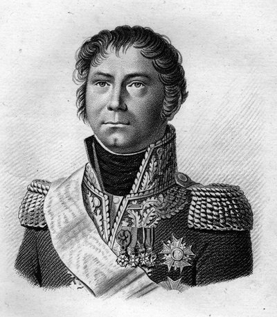 Porträtt av general Becker som eskorterade Napoleon I 1815 till platsen för hans ombordstigning till St. Helena efter de 100 dagarna.i "Portraits des Général Français"". Graverad av Ambroise Tardieu 1818. Stella Collection av Ambroise Tardieu