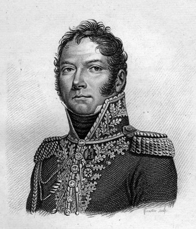 Porträtt av Paul Jean Baptiste Poret de Morvan (1777-1834) General de brigade- i ""Porträtt av franska generaler efter fransmännens segrar och erövringar"". Grav av Ambroise Tardieu 1818. Stellasamling. av Ambroise Tardieu
