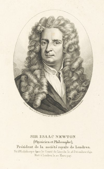 Porträtt av Sir Isaac Newton 1642-1727, ca. 1830-1840. av Ambroise Tardieu