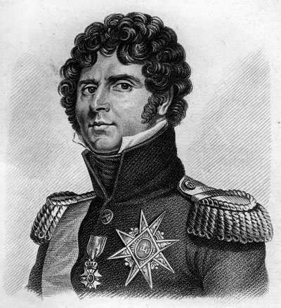 porträtt Charles Jean - Baptiste Bernadotte (1763-1844), marskalk av Frankrike, kung Karl XIV av Sverige och Norge.I ”Porträtt av de franska generalerna””. Graverad av Ambroise Tardieu 1818. Stella Collection av Ambroise Tardieu