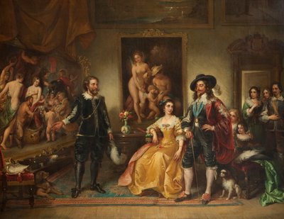 Rubens presenterar sin bild Fred och krig för Charles I, 1858–71 av Ambrosini Jerôme