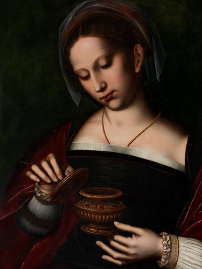 Detalj av Maria Magdalena (olja på duk) av Ambrosius Benson