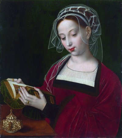 ""Mary Magdalene reading"" Målning av Ambrosius Benson (1495-1550) ca 1525 London National Gallery av Ambrosius Benson