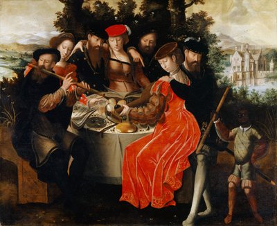 Music Making Company Outdoors, c.1540-50 av Ambrosius Benson