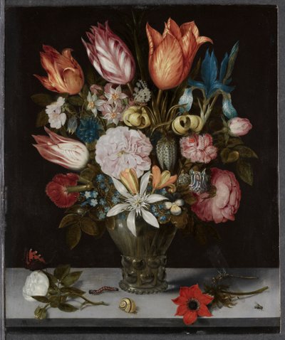 Blommor i ett glas, 1606. av Ambrosius Bosschaert