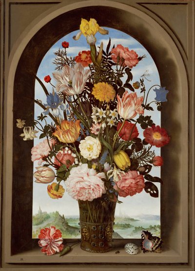 Blomsterstilleben med tulpaner (olja på trä) av Ambrosius II Bosschaert