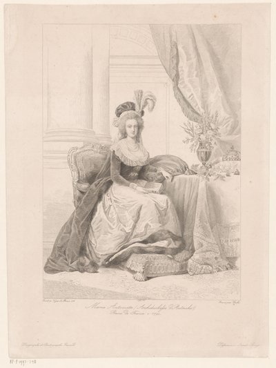 Porträtt av Marie Antoinette, Frankrikes drottning av Amédée Félix Barthélemy Geille