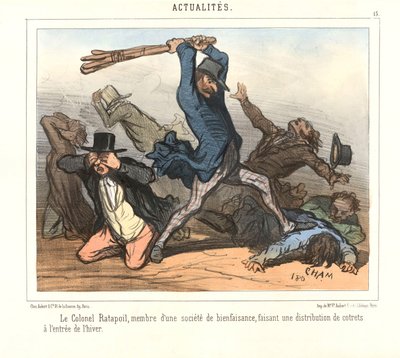 Överste Ratapoil, medlem i ett välgörenhetssällskap, delar ut bestick i början av vintern. av Amédée de Noé