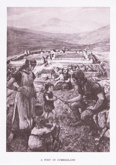 Ett fort i Cumberland, illustration från The Roman Soldier, 1928 av Amedee Forestier