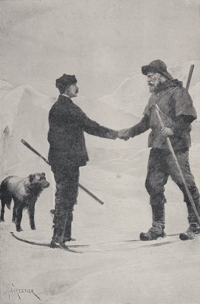 Möte mellan polarforskarna Frederick George Jackson och Fridtjof Nansen, Franz Josef Land, 1896 av Amedee Forestier
