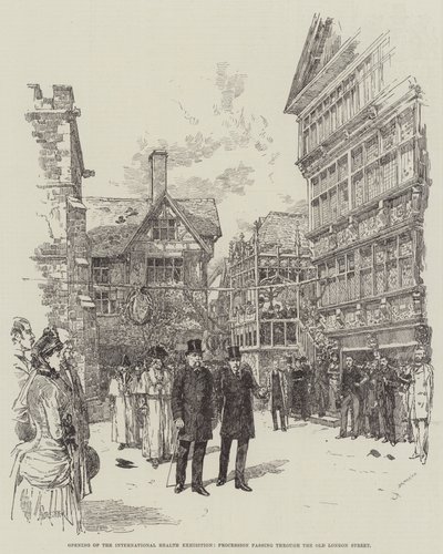 Invigning av den internationella hälsoutställningen, procession som går genom Old London Street av Amedee Forestier