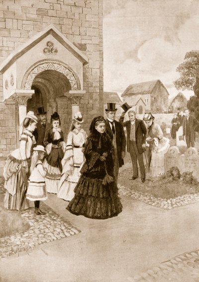 Drottning Victorias liv i Osborne: Hennes Majestät i Whippingham Church, från "The Illustrated London News", 1901 av Amedee Forestier