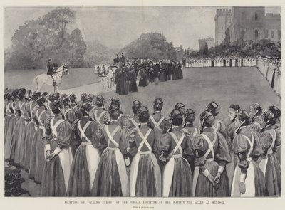 Hennes Majestät Drottningen tar emot drottningens sjuksköterskor från Jubileumsinstitutet i Windsor. av Amedee Forestier