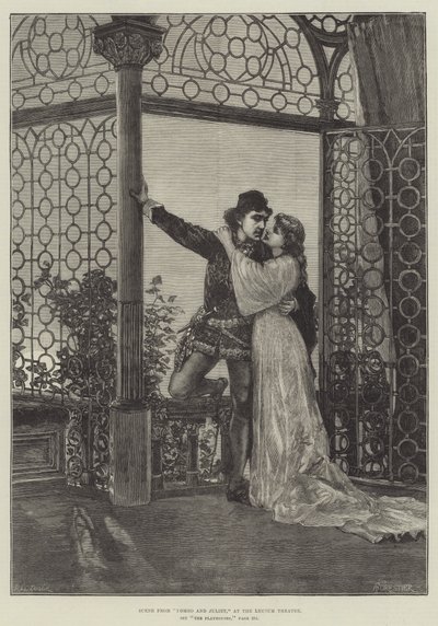 Scen från Romeo och Julia, på Lyceum Theatre av Amedee Forestier