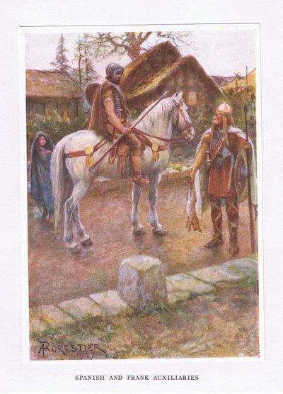 Spanska och franka assistenter, illustration från The Roman Soldier, 1928 av Amedee Forestier