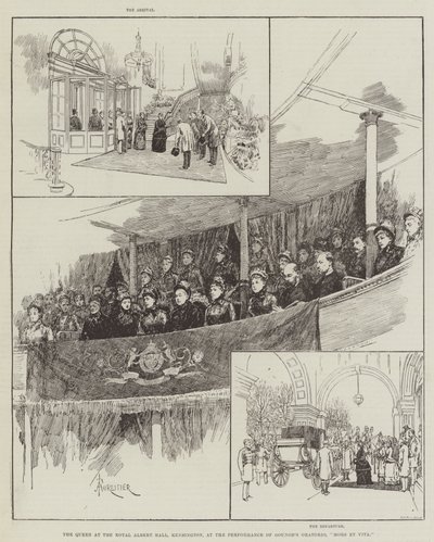 Drottningen i Royal Albert Hall, Kensington, vid framförandet av Gounods oratorium, Mors et Vita av Amedee Forestier
