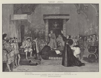 Rättegången mot drottning Katharine i Shaksperes Henry VIII, producerad på Lyceum Theatre, 5 januari 1892 av Amedee Forestier
